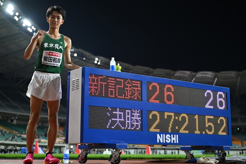 3位の前田和摩が27分21秒52で日本歴代5位、U20アジア新の快記録／日本選手権10000m