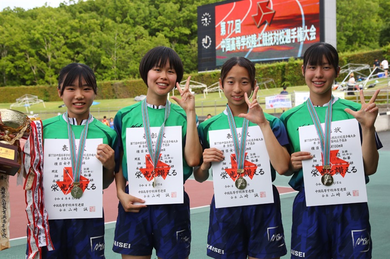 4×100ｍRは男子・大社、女子・開星と島根勢が制す！ 女子100m・前田さくらは悪条件も11秒台／IH中国