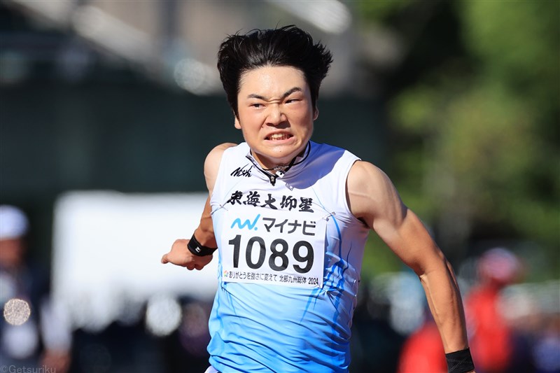 男子100m準決勝で高校歴代2位マークの西岡尚輝が快勝 「自分の走りをやり切ることが目標でした」／福岡IH