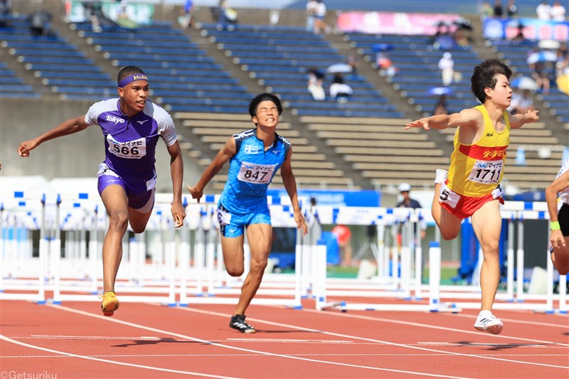 古賀ジェレミーと髙城昊紀が男子110mHで史上最速決戦！ ともに従来の高校記録上回る／福岡IH