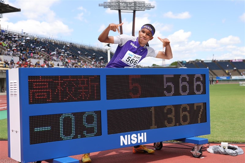 男子110mH・古賀ジェレミーが13秒67の日本高校新記録!! 準決勝で快走／福岡IH