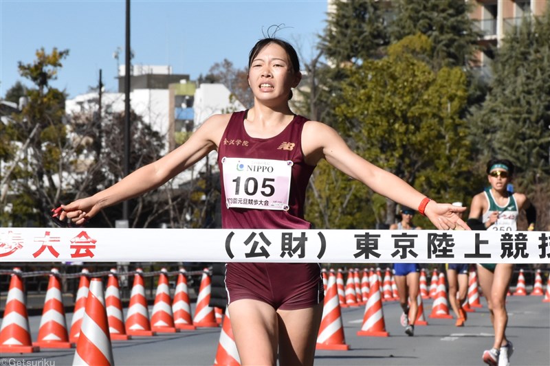 女子10kmは大学2年生・谷純花が44分57秒で大幅自己新V「勝てたことが自信になった」／元旦競歩