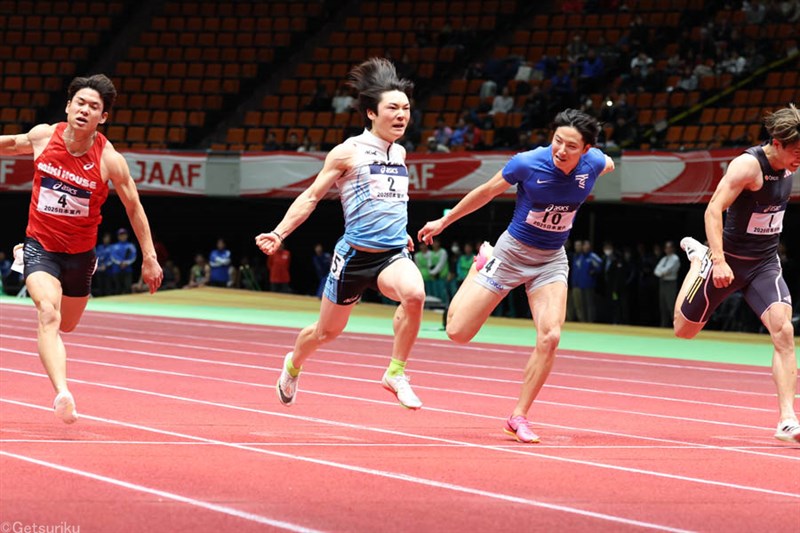 西岡尚輝60mで桐生祥秀に並ぶ6秒59！シニア抑えV「自分の走りができた」／日本選手権室内